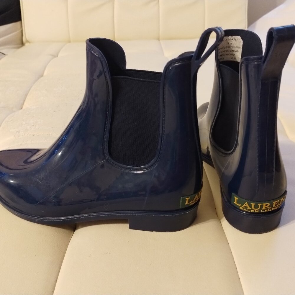 Women's Size 7 Lauren Ralph Lauren Tally-Bo-Rai Chelsea Blue Ankle Rain Boots